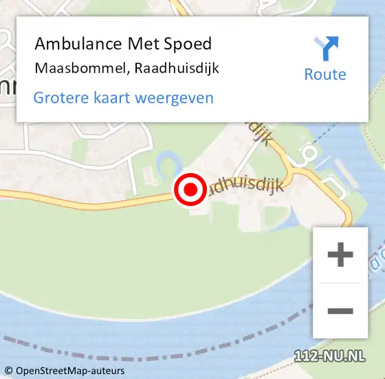 Locatie op kaart van de 112 melding: Ambulance Met Spoed Naar Maasbommel, Raadhuisdijk op 6 april 2018 09:49