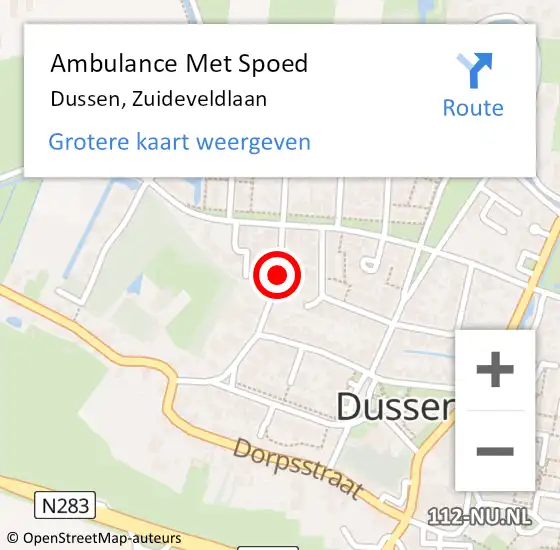 Locatie op kaart van de 112 melding: Ambulance Met Spoed Naar Dussen, Zuideveldlaan op 6 april 2018 10:31