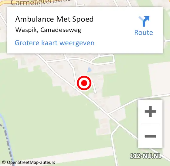 Locatie op kaart van de 112 melding: Ambulance Met Spoed Naar Waspik, Canadeseweg op 6 april 2018 10:41