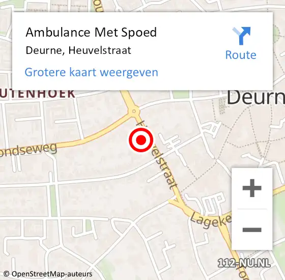 Locatie op kaart van de 112 melding: Ambulance Met Spoed Naar Deurne, Heuvelstraat op 6 april 2018 10:53