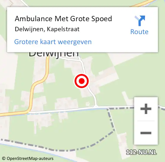 Locatie op kaart van de 112 melding: Ambulance Met Grote Spoed Naar Delwijnen, Kapelstraat op 6 april 2018 10:58