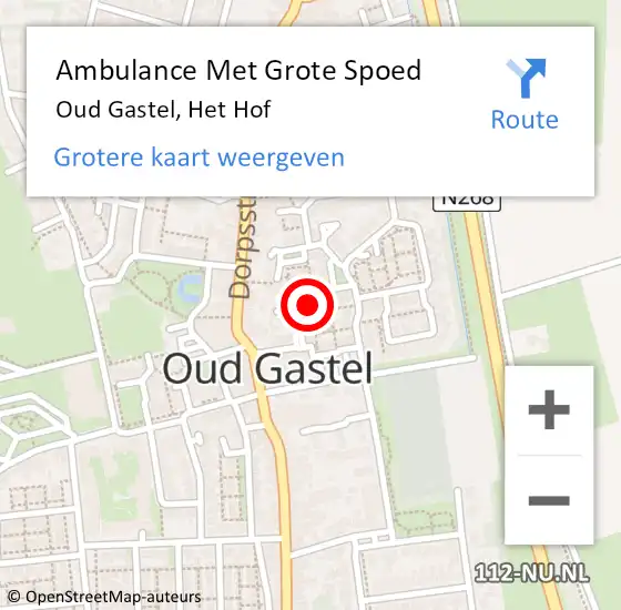 Locatie op kaart van de 112 melding: Ambulance Met Grote Spoed Naar Oud Gastel, Het Hof op 6 april 2018 11:58