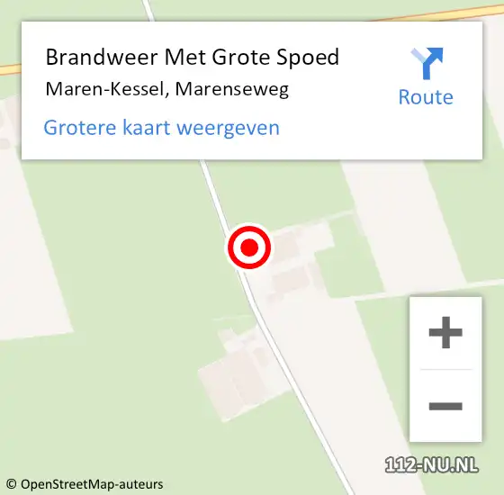 Locatie op kaart van de 112 melding: Brandweer Met Grote Spoed Naar Maren-Kessel, Marenseweg op 6 april 2018 12:40