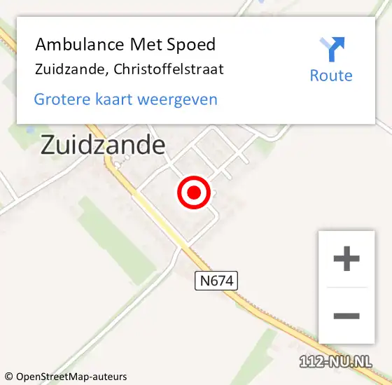 Locatie op kaart van de 112 melding: Ambulance Met Spoed Naar Zuidzande, Christoffelstraat op 6 april 2018 12:56
