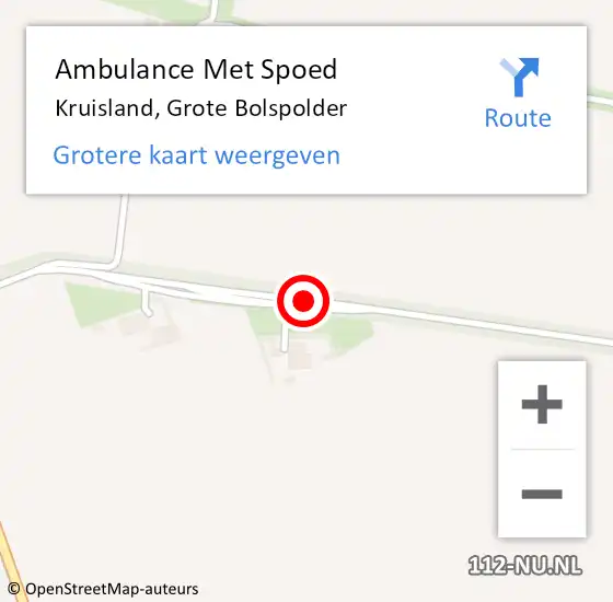 Locatie op kaart van de 112 melding: Ambulance Met Spoed Naar Kruisland, Grote Bolspolder op 6 april 2018 13:07