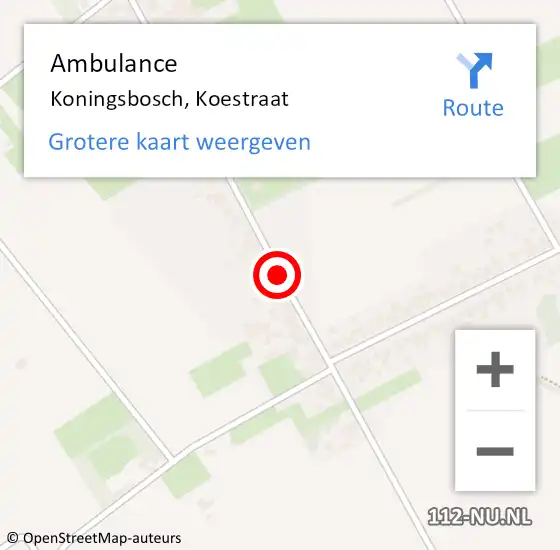 Locatie op kaart van de 112 melding: Ambulance Koningsbosch, Koestraat op 6 april 2018 13:09