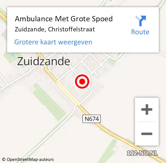 Locatie op kaart van de 112 melding: Ambulance Met Grote Spoed Naar Zuidzande, Christoffelstraat op 6 april 2018 13:13