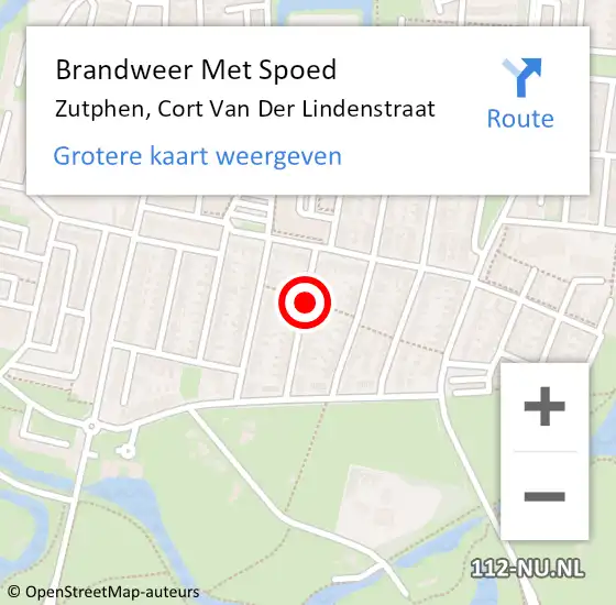 Locatie op kaart van de 112 melding: Brandweer Met Spoed Naar Zutphen, Cort Van Der Lindenstraat op 6 april 2018 13:37