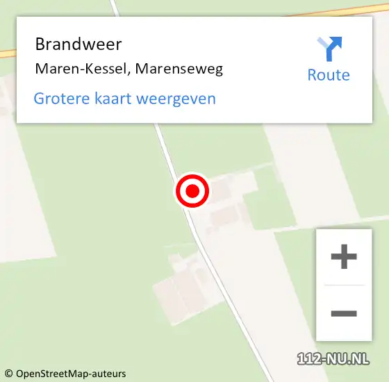 Locatie op kaart van de 112 melding: Brandweer Maren-Kessel, Marenseweg op 6 april 2018 13:49