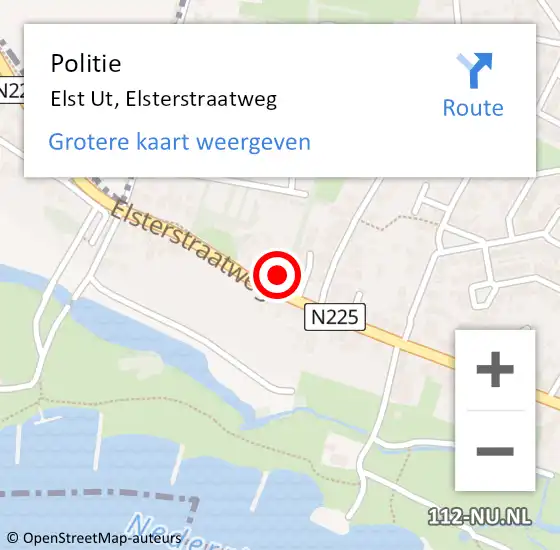 Locatie op kaart van de 112 melding: Politie Elst Ut, Elsterstraatweg op 6 april 2018 15:03