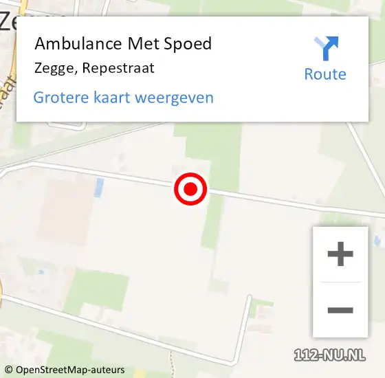 Locatie op kaart van de 112 melding: Ambulance Met Spoed Naar Zegge, Repestraat op 6 april 2018 15:05