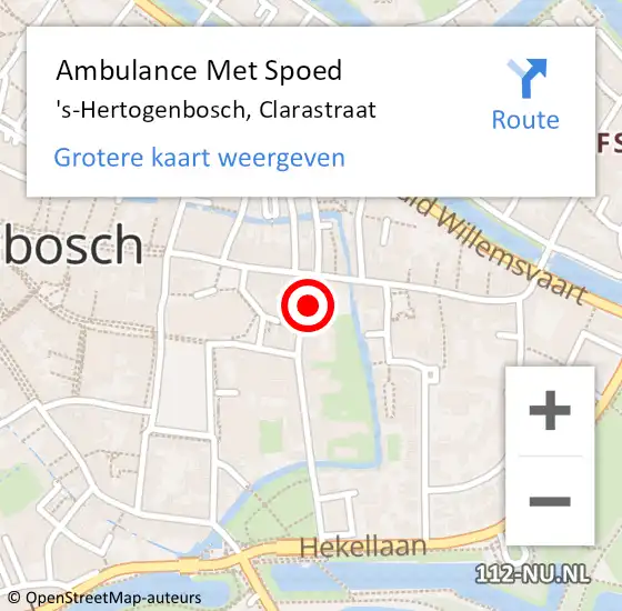 Locatie op kaart van de 112 melding: Ambulance Met Spoed Naar 's-Hertogenbosch, Clarastraat op 6 april 2018 15:15