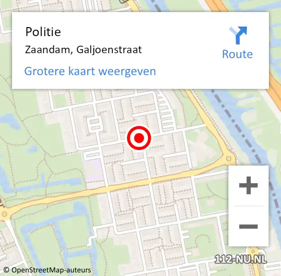 Locatie op kaart van de 112 melding: Politie Zaandam, Galjoenstraat op 6 april 2018 15:21