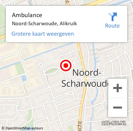 Locatie op kaart van de 112 melding: Ambulance Noord-Scharwoude, Alikruik op 6 april 2018 15:22