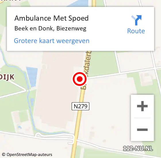 Locatie op kaart van de 112 melding: Ambulance Met Spoed Naar Beek en Donk, Biezenweg op 6 april 2018 15:34