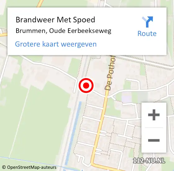Locatie op kaart van de 112 melding: Brandweer Met Spoed Naar Brummen, Oude Eerbeekseweg op 6 april 2018 15:41