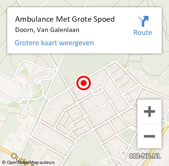 Locatie op kaart van de 112 melding: Ambulance Met Grote Spoed Naar Doorn, Van Galenlaan op 6 april 2018 16:18