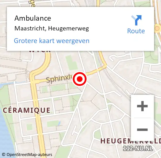 Locatie op kaart van de 112 melding: Ambulance Maastricht, Heugemerweg op 6 april 2018 16:21