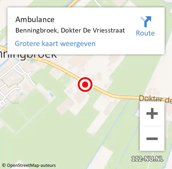 Locatie op kaart van de 112 melding: Ambulance Benningbroek, Dokter de Vriesstraat op 6 april 2018 17:05