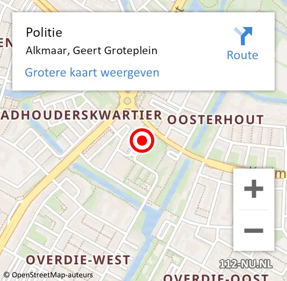 Locatie op kaart van de 112 melding: Politie Alkmaar, Geert Groteplein op 6 april 2018 17:20