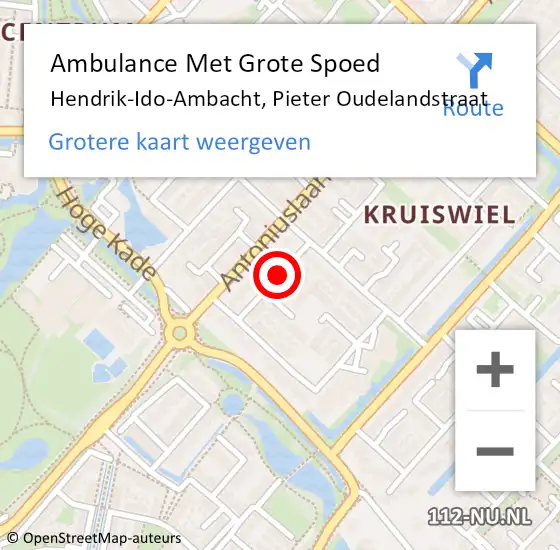 Locatie op kaart van de 112 melding: Ambulance Met Grote Spoed Naar Hendrik-Ido-Ambacht, Pieter Oudelandstraat op 6 april 2018 17:45