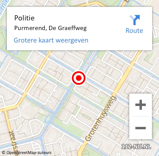 Locatie op kaart van de 112 melding: Politie Purmerend, De Graeffweg op 6 april 2018 18:08