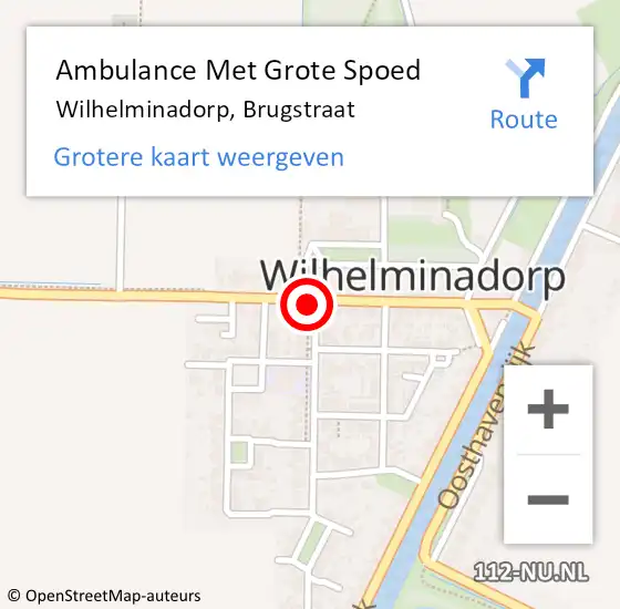 Locatie op kaart van de 112 melding: Ambulance Met Grote Spoed Naar Wilhelminadorp, Brugstraat op 6 april 2018 19:15