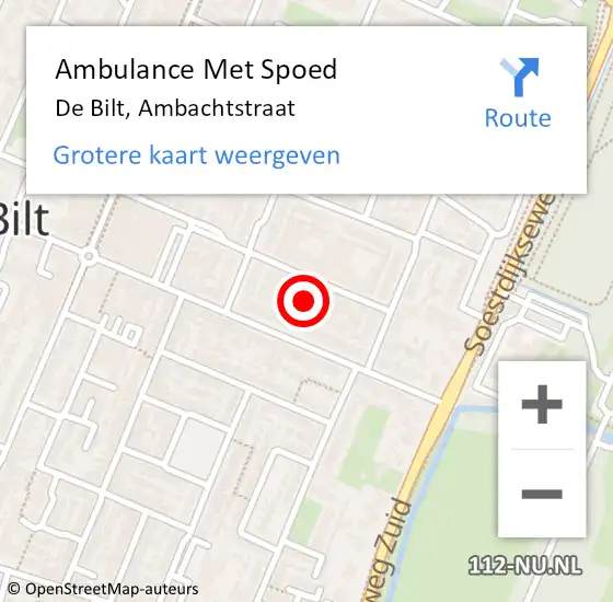 Locatie op kaart van de 112 melding: Ambulance Met Spoed Naar De Bilt, Ambachtstraat op 6 april 2018 19:22