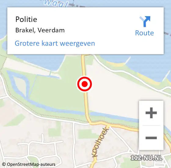 Locatie op kaart van de 112 melding: Politie Brakel, Veerdam op 6 april 2018 20:25