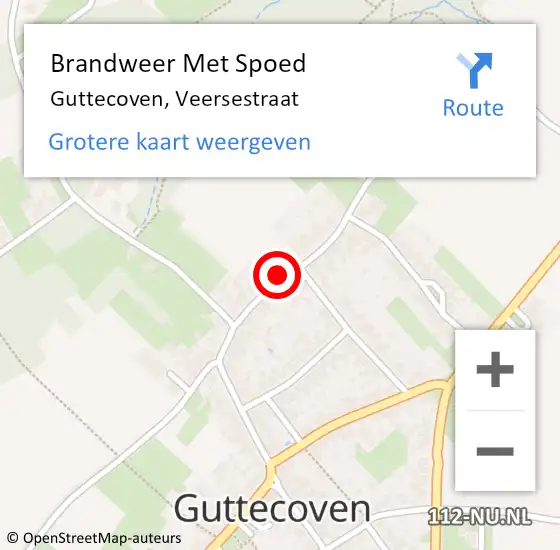 Locatie op kaart van de 112 melding: Brandweer Met Spoed Naar Guttecoven, Veersestraat op 6 april 2018 21:17