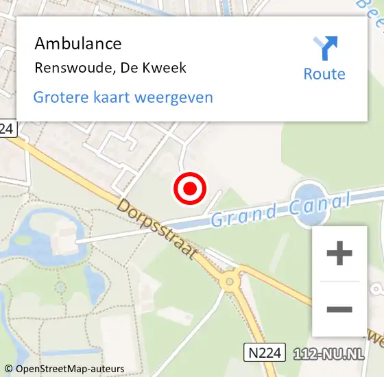 Locatie op kaart van de 112 melding: Ambulance Renswoude, De Kweek op 6 april 2018 22:14