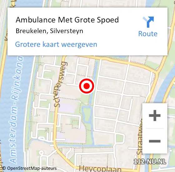 Locatie op kaart van de 112 melding: Ambulance Met Grote Spoed Naar Breukelen, Silversteyn op 6 april 2018 22:20