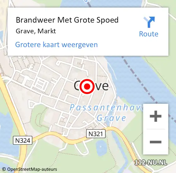 Locatie op kaart van de 112 melding: Brandweer Met Grote Spoed Naar Grave, Markt op 6 april 2018 23:07