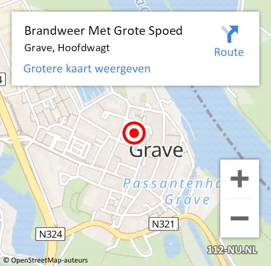 Locatie op kaart van de 112 melding: Brandweer Met Grote Spoed Naar Grave, Hoofdwagt op 6 april 2018 23:13