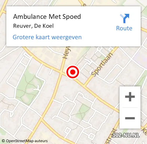 Locatie op kaart van de 112 melding: Ambulance Met Spoed Naar Reuver, De Koel op 6 april 2018 23:28