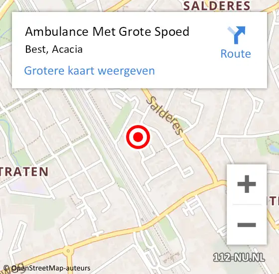 Locatie op kaart van de 112 melding: Ambulance Met Grote Spoed Naar Best, Acacia op 7 april 2018 00:19