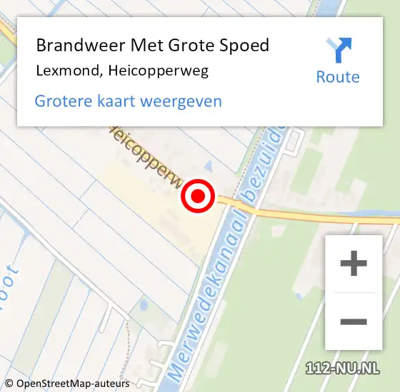 Locatie op kaart van de 112 melding: Brandweer Met Grote Spoed Naar Lexmond, Heicopperweg op 7 april 2018 02:24