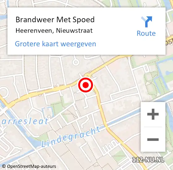 Locatie op kaart van de 112 melding: Brandweer Met Spoed Naar Heerenveen, Nieuwstraat op 7 april 2018 02:39