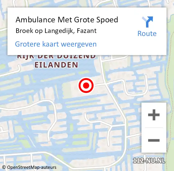 Locatie op kaart van de 112 melding: Ambulance Met Grote Spoed Naar Broek op Langedijk, Fazant op 7 april 2018 04:03