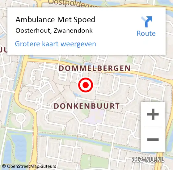 Locatie op kaart van de 112 melding: Ambulance Met Spoed Naar Oosterhout, Zwanendonk op 7 april 2018 04:31