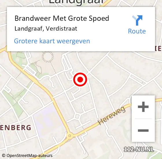 Locatie op kaart van de 112 melding: Brandweer Met Grote Spoed Naar Landgraaf, Verdistraat op 7 april 2018 04:33