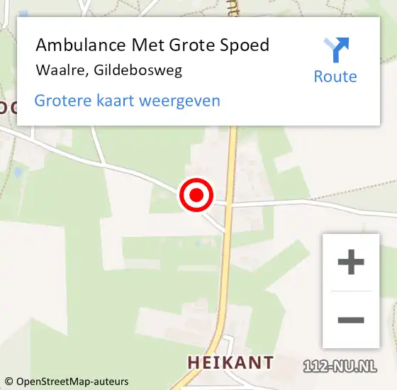 Locatie op kaart van de 112 melding: Ambulance Met Grote Spoed Naar Waalre, Gildebosweg op 7 april 2018 05:38