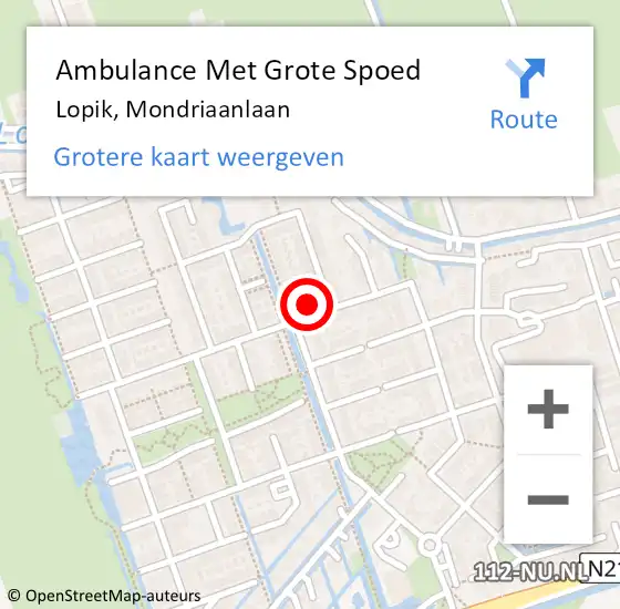 Locatie op kaart van de 112 melding: Ambulance Met Grote Spoed Naar Lopik, Mondriaanlaan op 7 april 2018 05:50