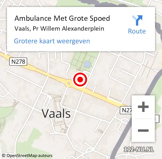 Locatie op kaart van de 112 melding: Ambulance Met Grote Spoed Naar Vaals, Pr Willem Alexanderplein op 21 februari 2014 11:57