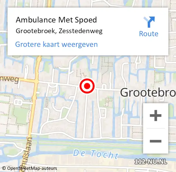 Locatie op kaart van de 112 melding: Ambulance Met Spoed Naar Grootebroek, Zesstedenweg op 7 april 2018 07:55