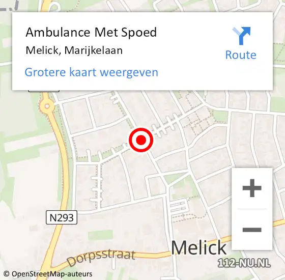 Locatie op kaart van de 112 melding: Ambulance Met Spoed Naar Melick, Oranjelaan op 7 april 2018 09:00