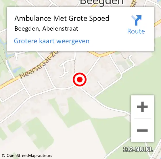 Locatie op kaart van de 112 melding: Ambulance Met Grote Spoed Naar Beegden, Abelenstraat op 7 april 2018 09:01