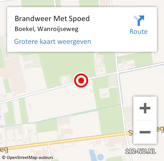 Locatie op kaart van de 112 melding: Brandweer Met Spoed Naar Boekel, Wanroijseweg op 7 april 2018 09:02