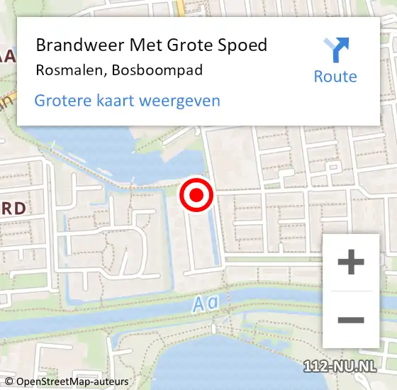 Locatie op kaart van de 112 melding: Brandweer Met Grote Spoed Naar Rosmalen, Bosboompad op 7 april 2018 09:15