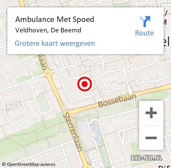 Locatie op kaart van de 112 melding: Ambulance Met Spoed Naar Veldhoven, De Beemd op 7 april 2018 09:42